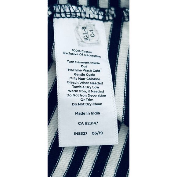 TALBOTS EMBROIDERED THISTLE STRIPE TEE Cotton Blue White Size XL/P - Picture 9 of 9